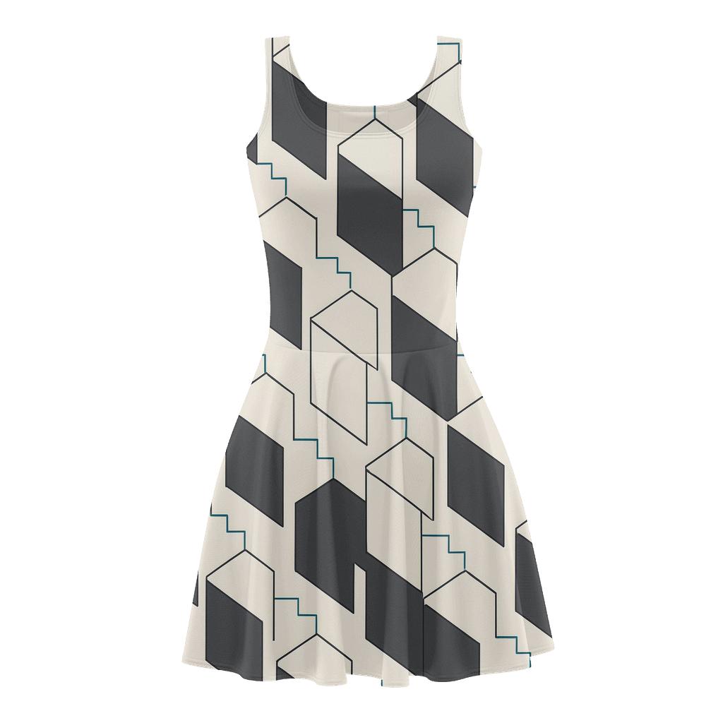Polygonal Step Matrix unique custom skater dresses