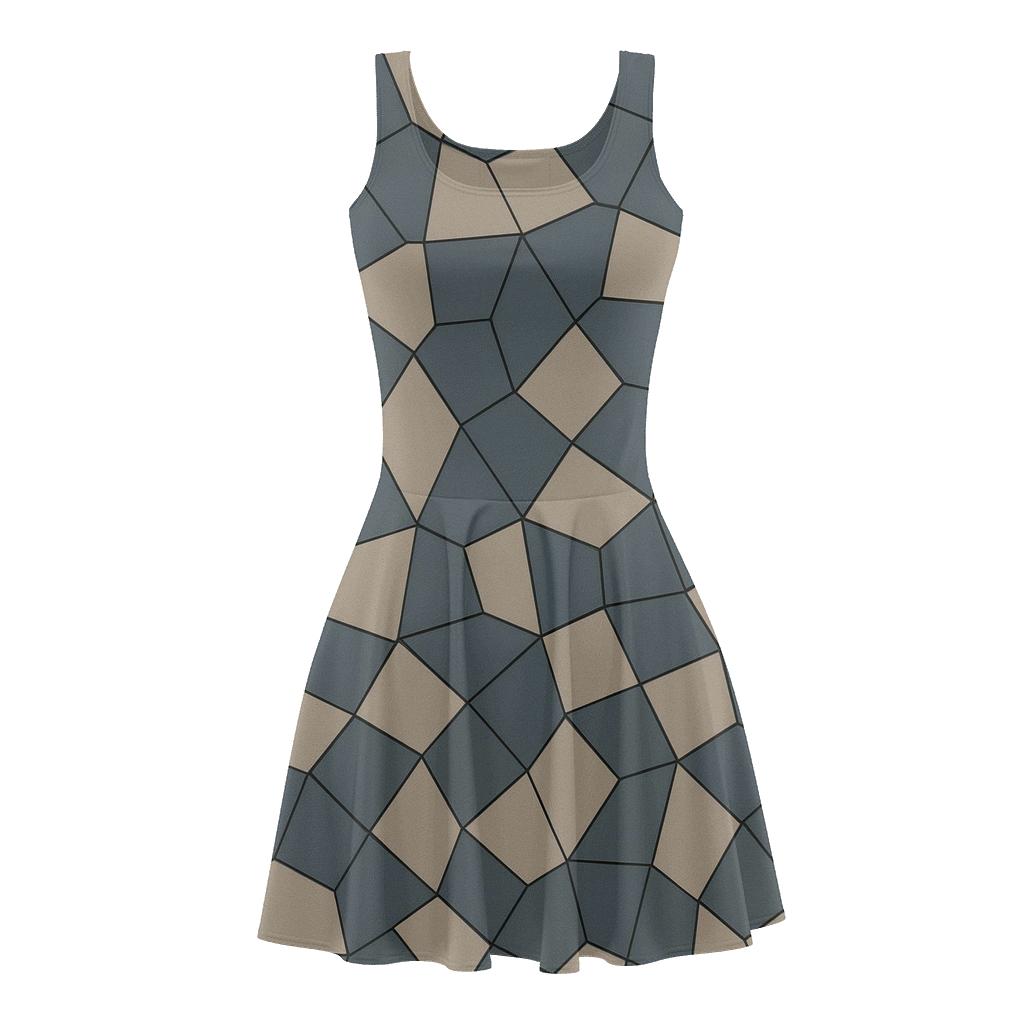 Fragmented Mosaic Shards comfortable stretch skater dresses