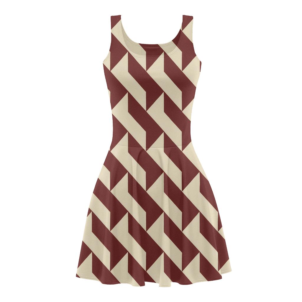 Triangular Step Weave trendy mini skater dresses