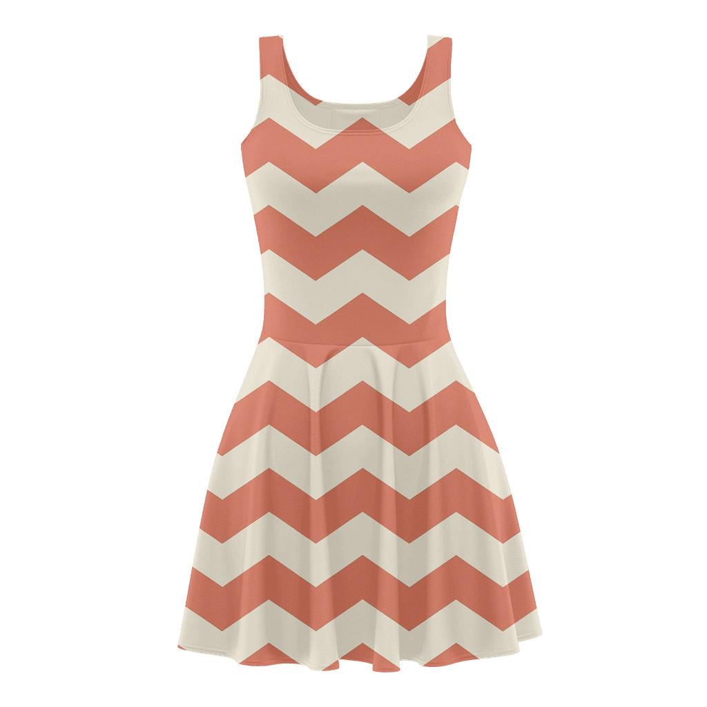Staggered Chevron Wave personalized fit skater dresses