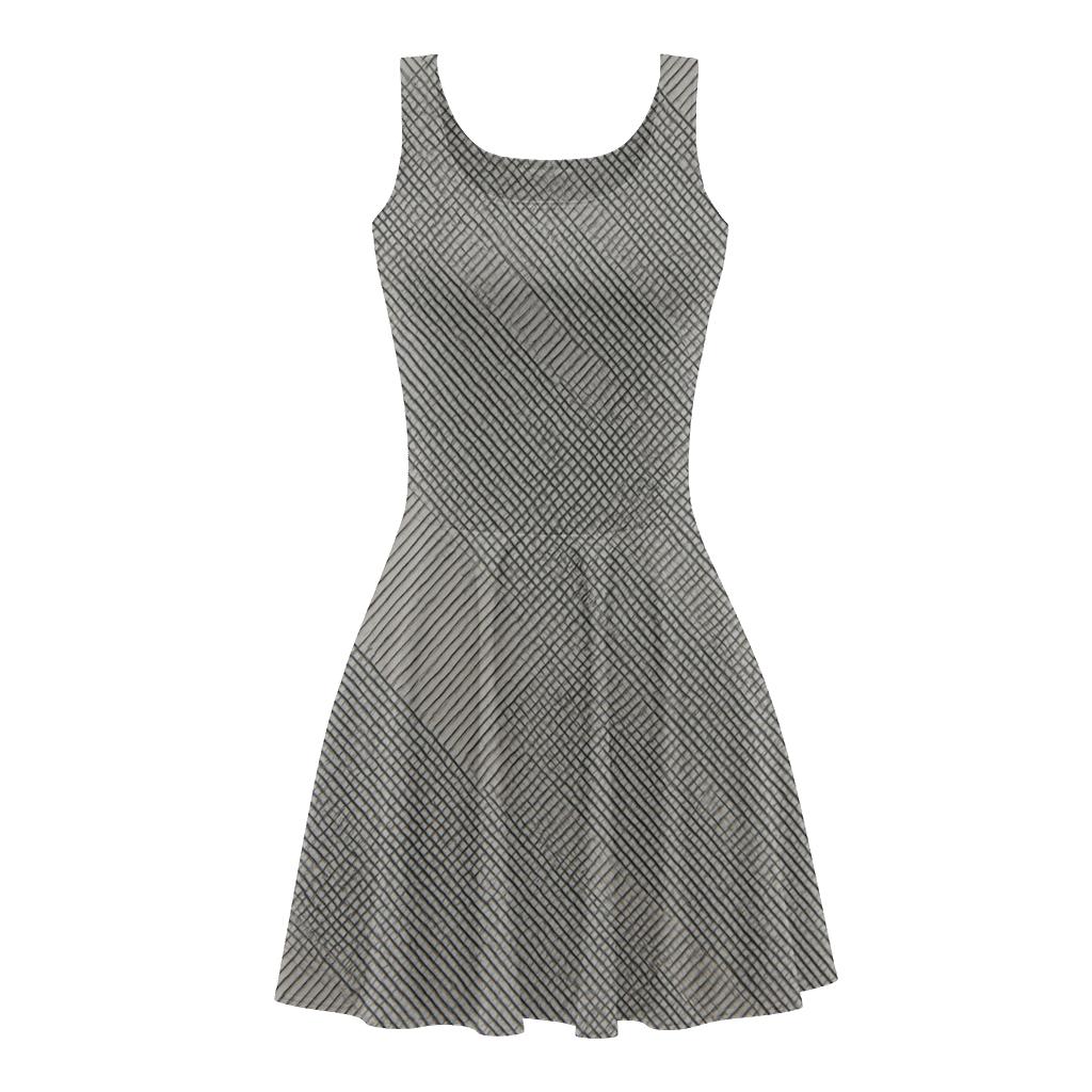 Grid Line Interference unique custom skater dresses