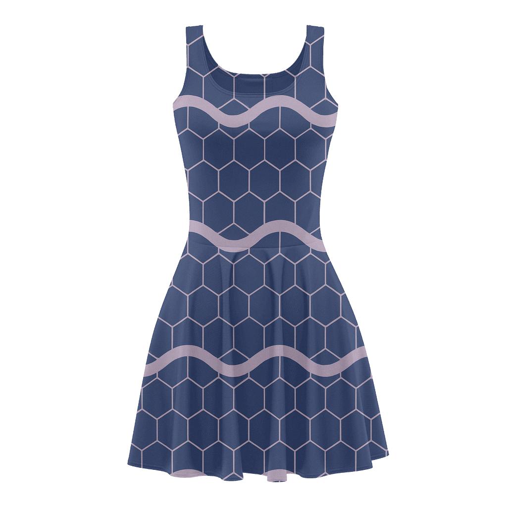 Oscillating Hex Ribbon trendy mini skater dresses