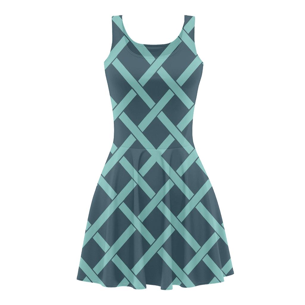 Interlaced Lattice Grid personalized fit skater dresses