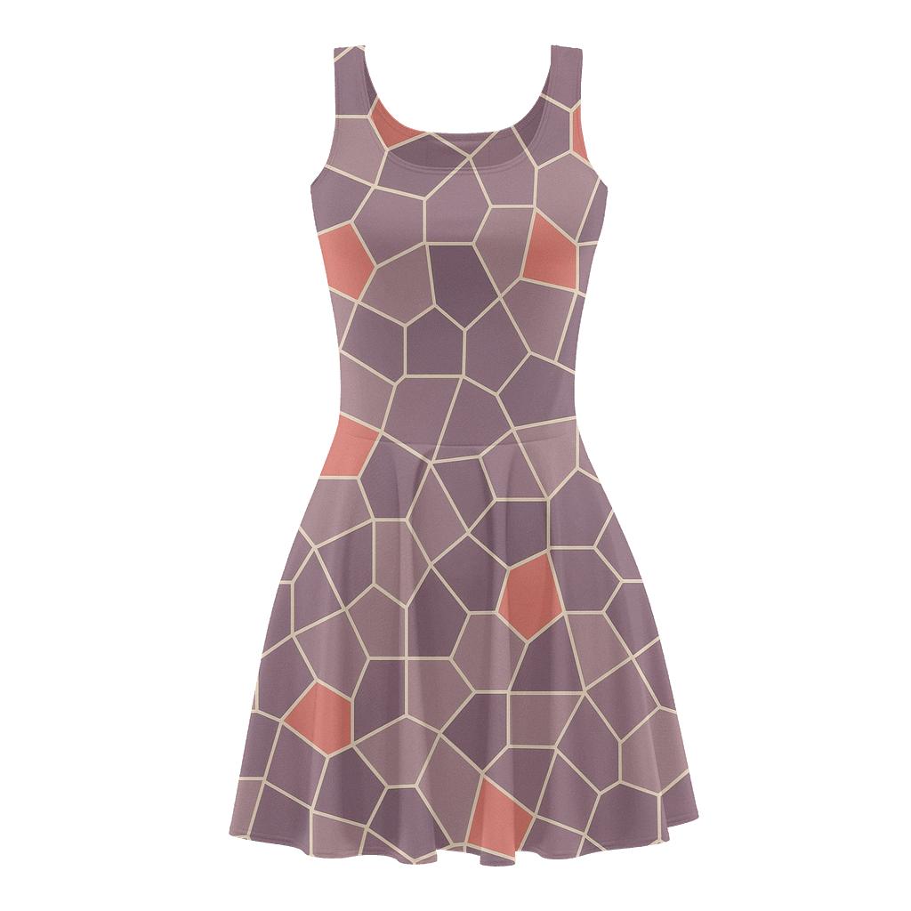 Fragmented Cell Weave trendy mini skater dresses