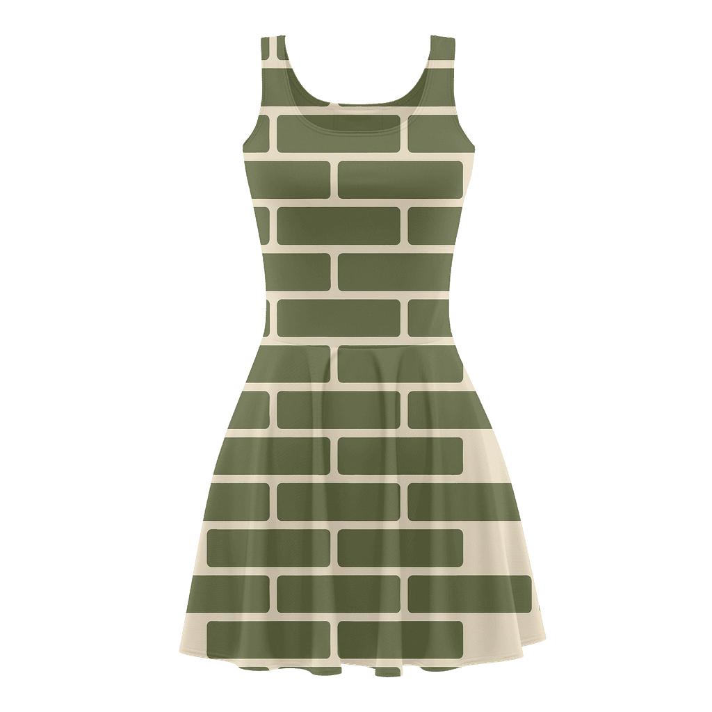 Staggered Rectangular Chain floral print skater dresses