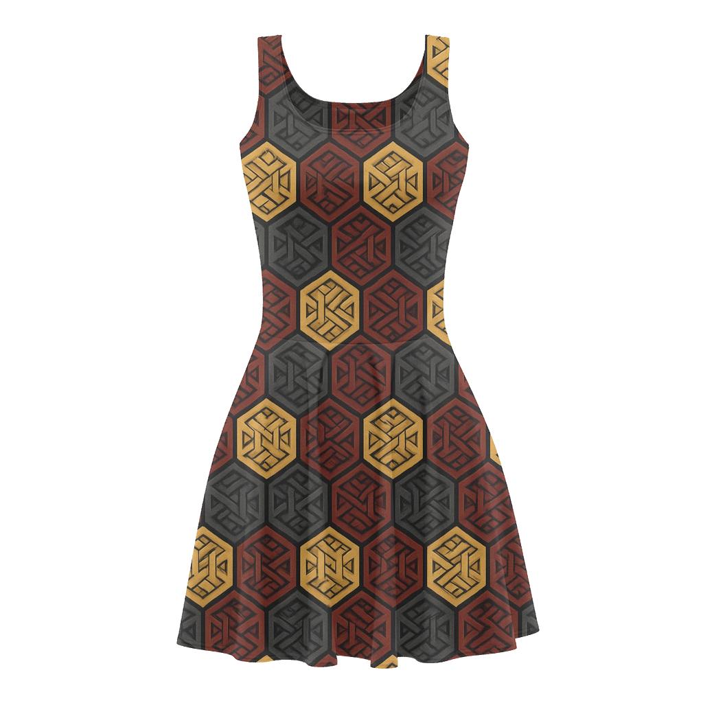 Modular Hex Weave floral print skater dresses