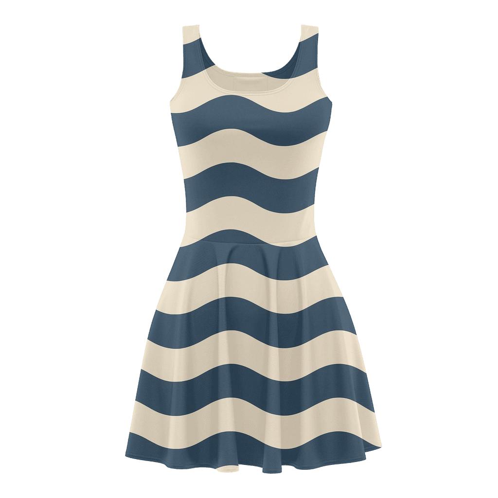Parallel Wave Stripes unique custom skater dresses