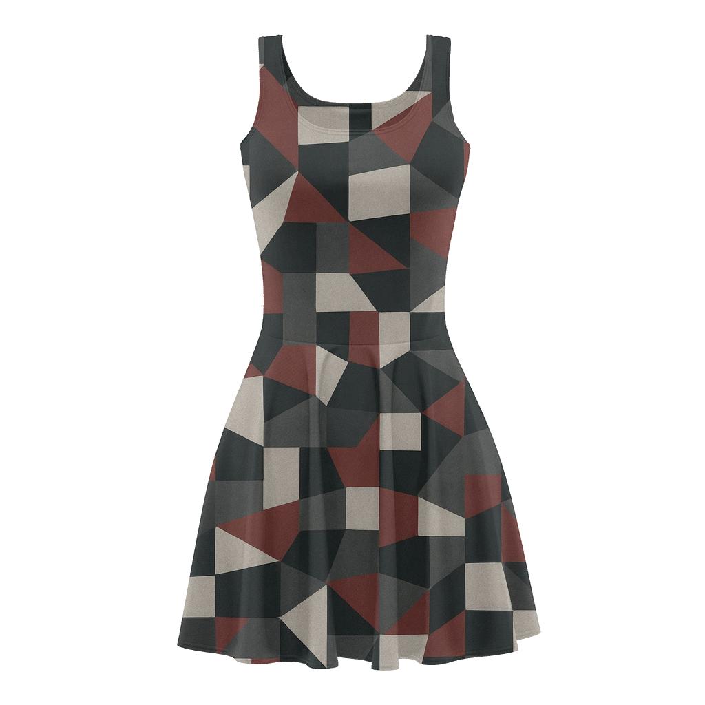 Fragmented Polygon Mesh designer pattern skater dresses
