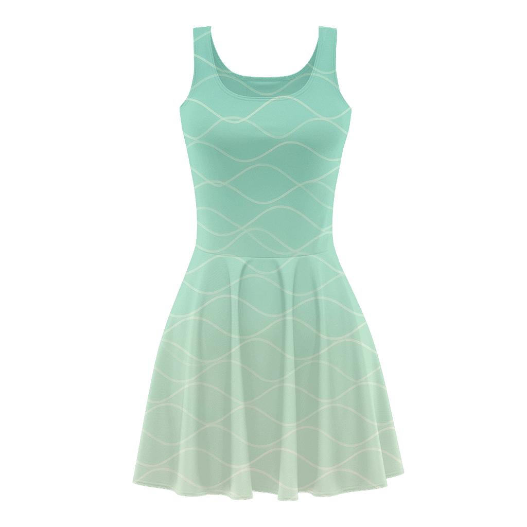 Wave Line Overlay trendy mini skater dresses