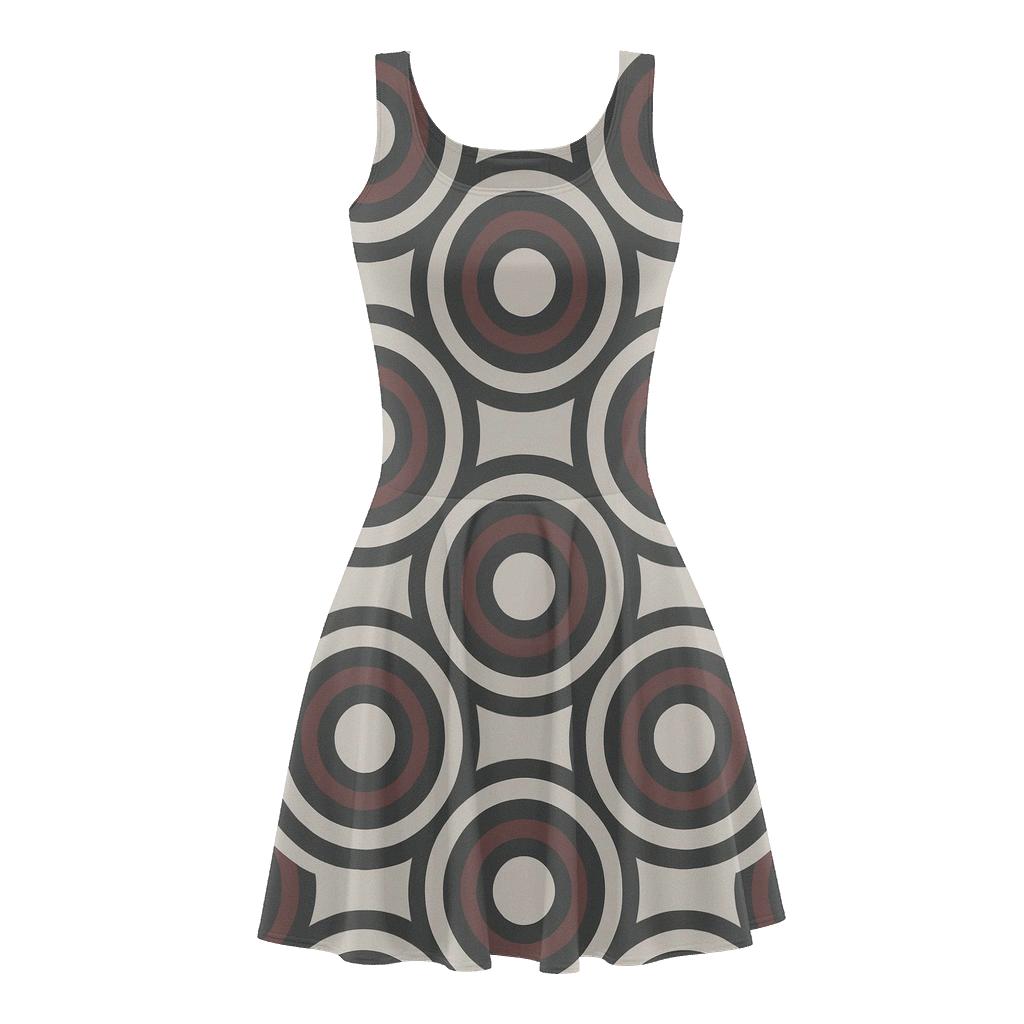 Concentric Track Lines trendy mini skater dresses