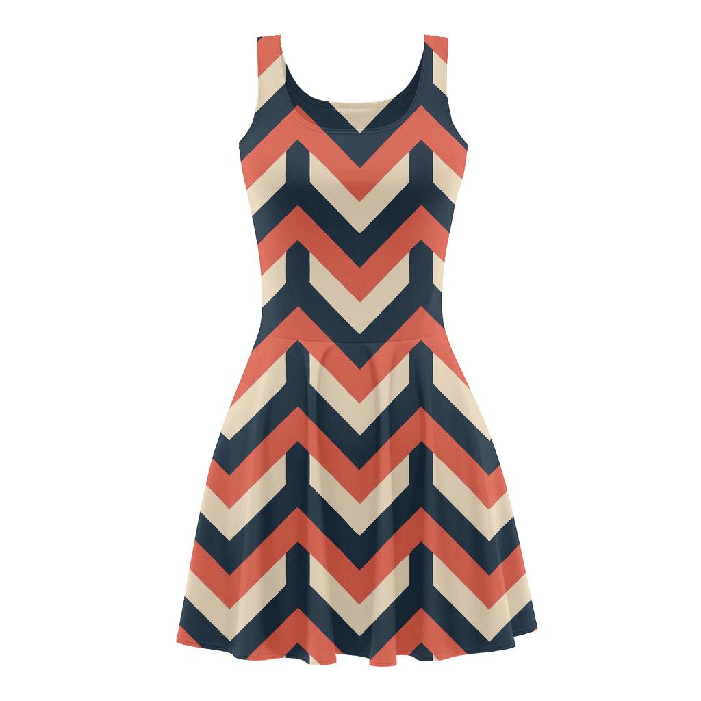 Chevron Ladder Weave trendy mini skater dresses