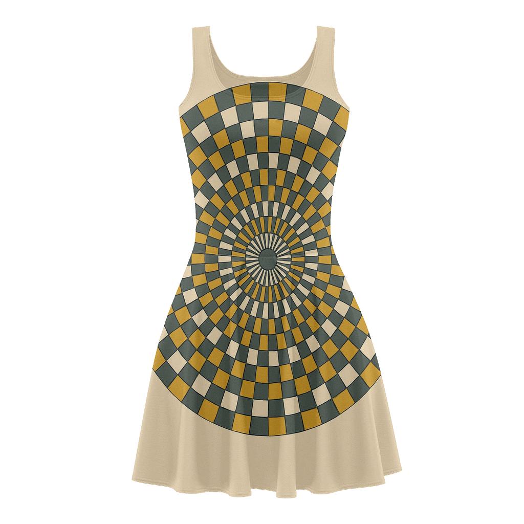 Radial Segment Mosaic floral print skater dresses