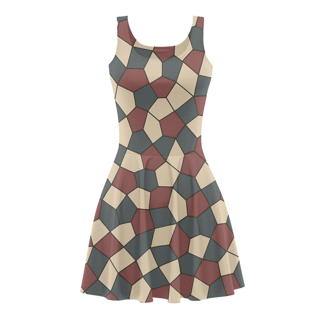Angled Polygon Grid personalized fit skater dresses