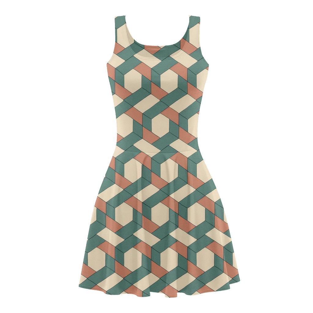 Modular Hex Band Weave stylish a-line skater dresses