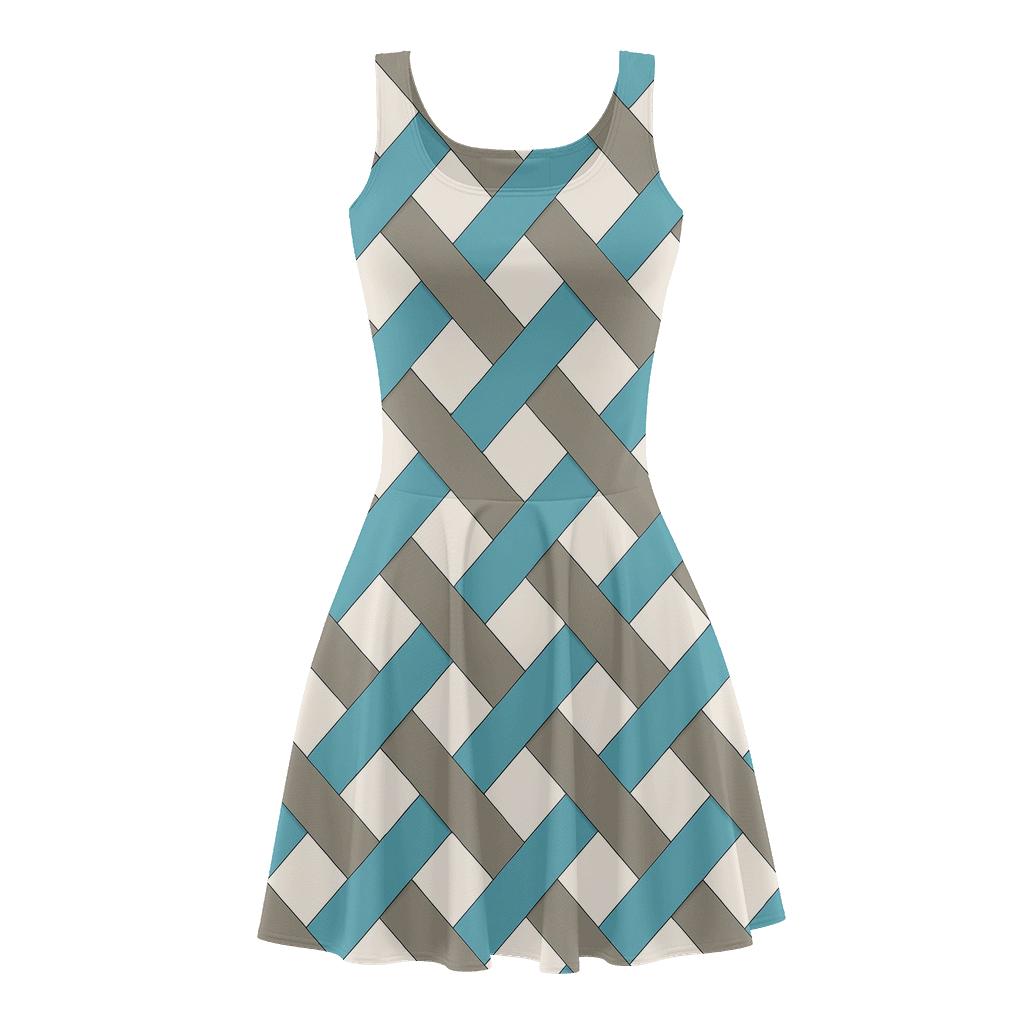 Interlaced Ribbon Lattice comfortable stretch skater dresses