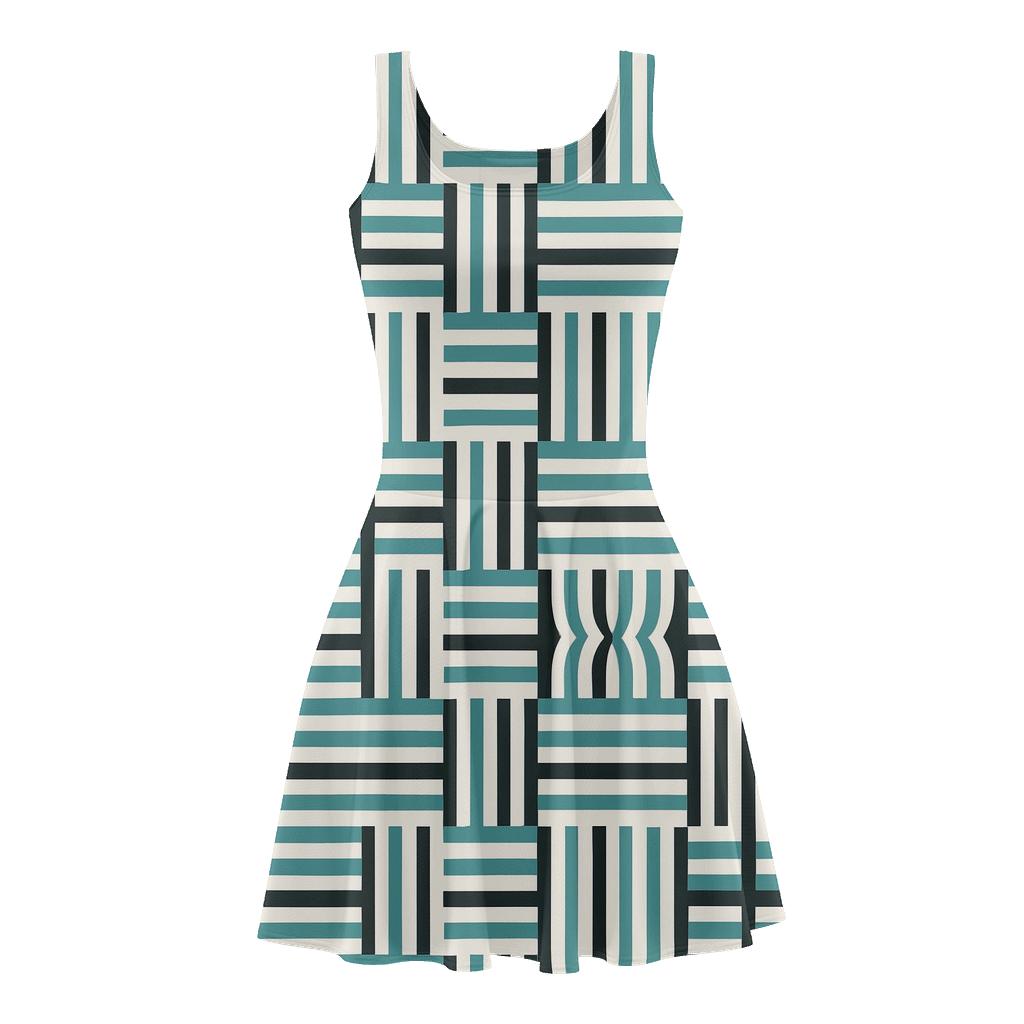 Resonant Stripe Lattice designer pattern skater dresses