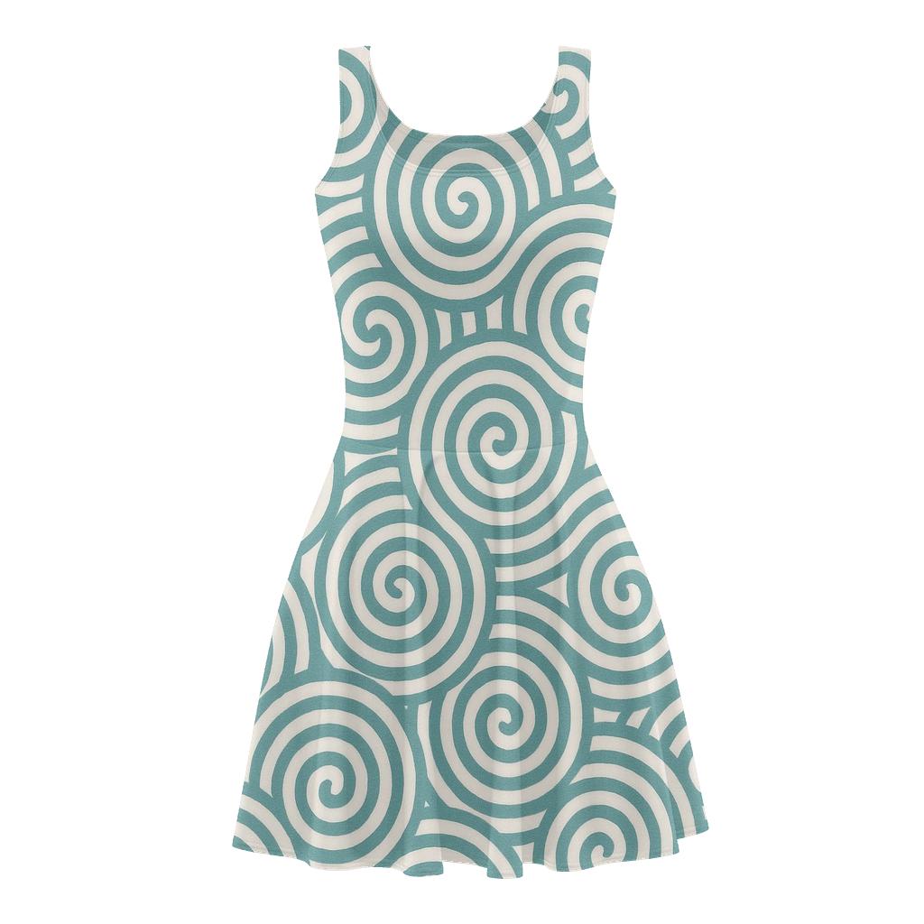 Spiral Linear Waves trendy mini skater dresses