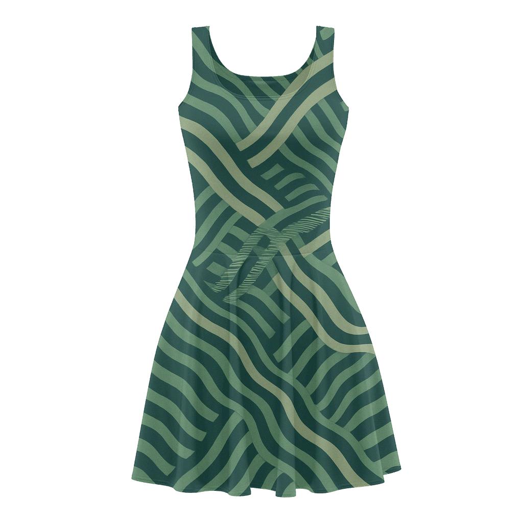 Dynamic Line Interference trendy mini skater dresses