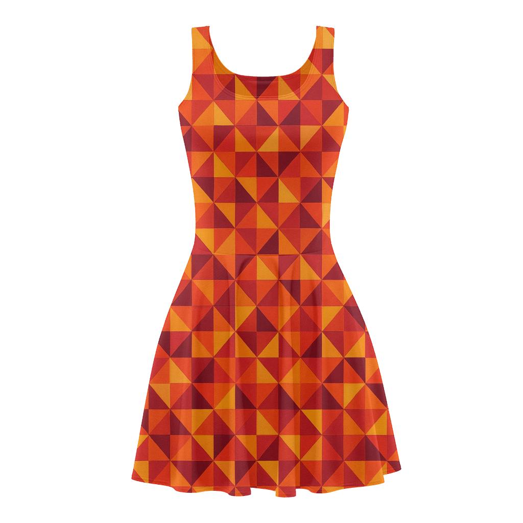 Geometric Triangle Mosaic stylish a-line skater dresses
