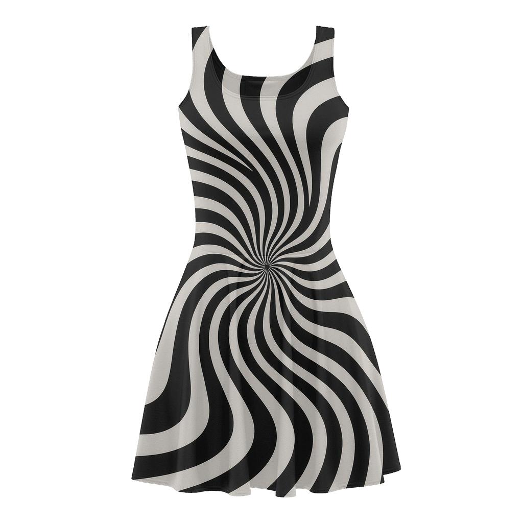 Swirling Spiral Stripes designer pattern skater dresses