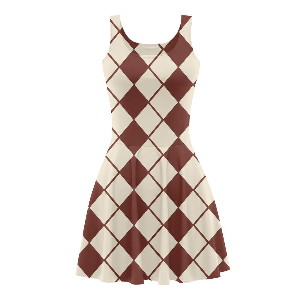 Diamond Grid Motif designer pattern skater dresses