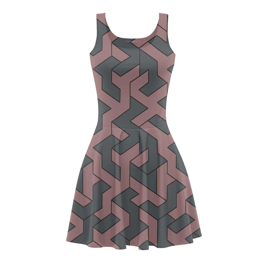 Angular Polygon Weave stylish a-line skater dresses