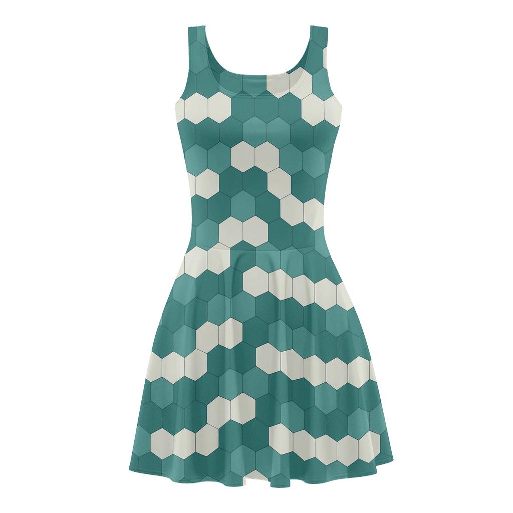 Shifted Hexagonal Wave trendy mini skater dresses