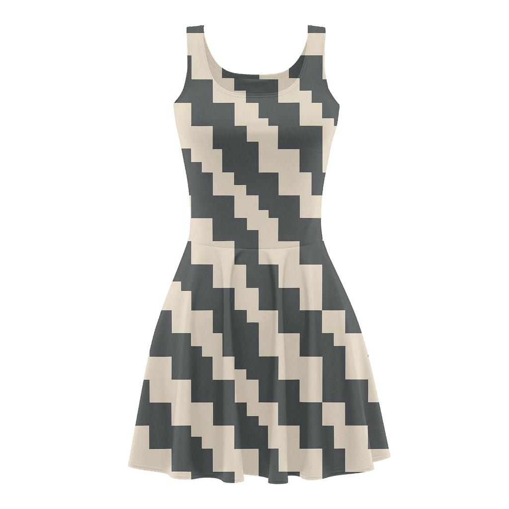Offset Diagonal Step Array trendy mini skater dresses