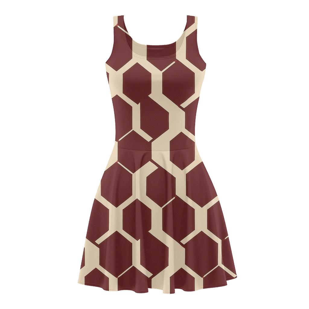 Staggered Polygon Chain stylish a-line skater dresses