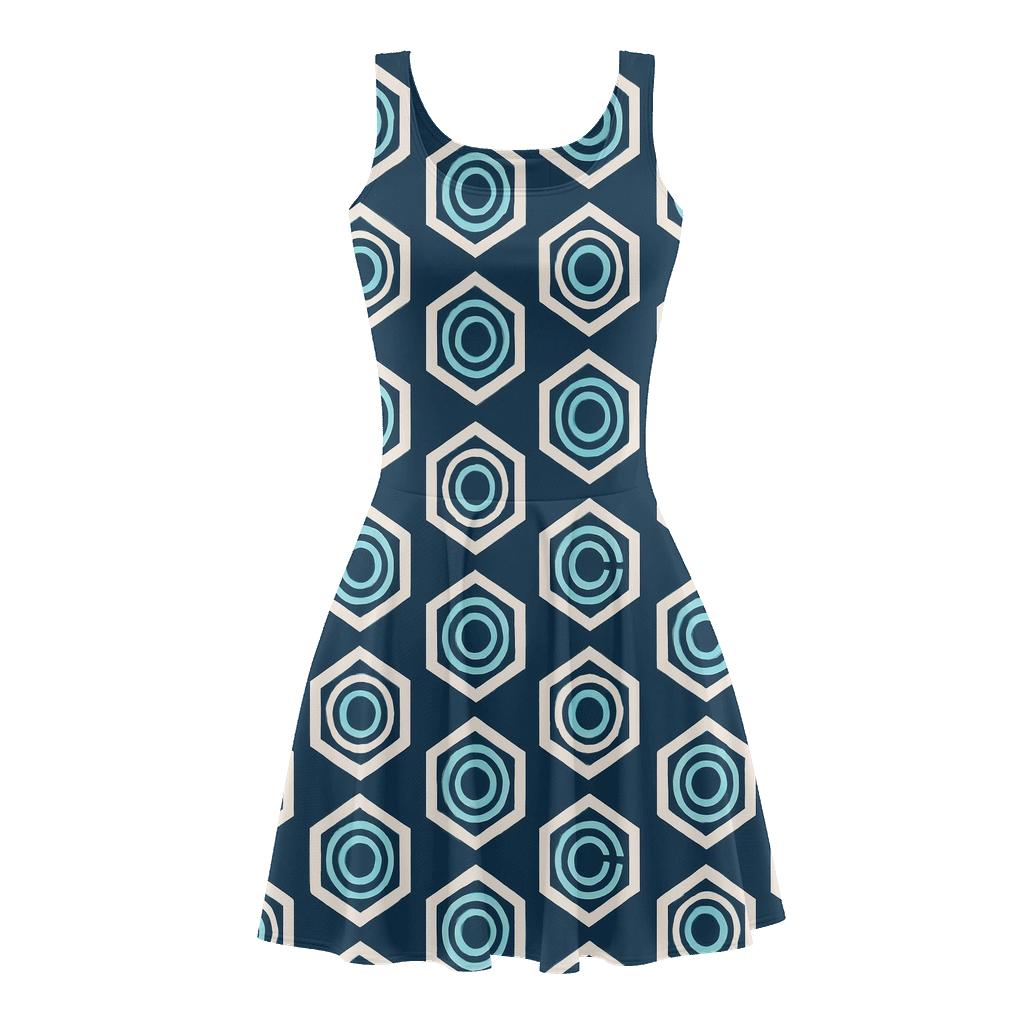 Hex Lattice Cosmic Interference custom skater dresses