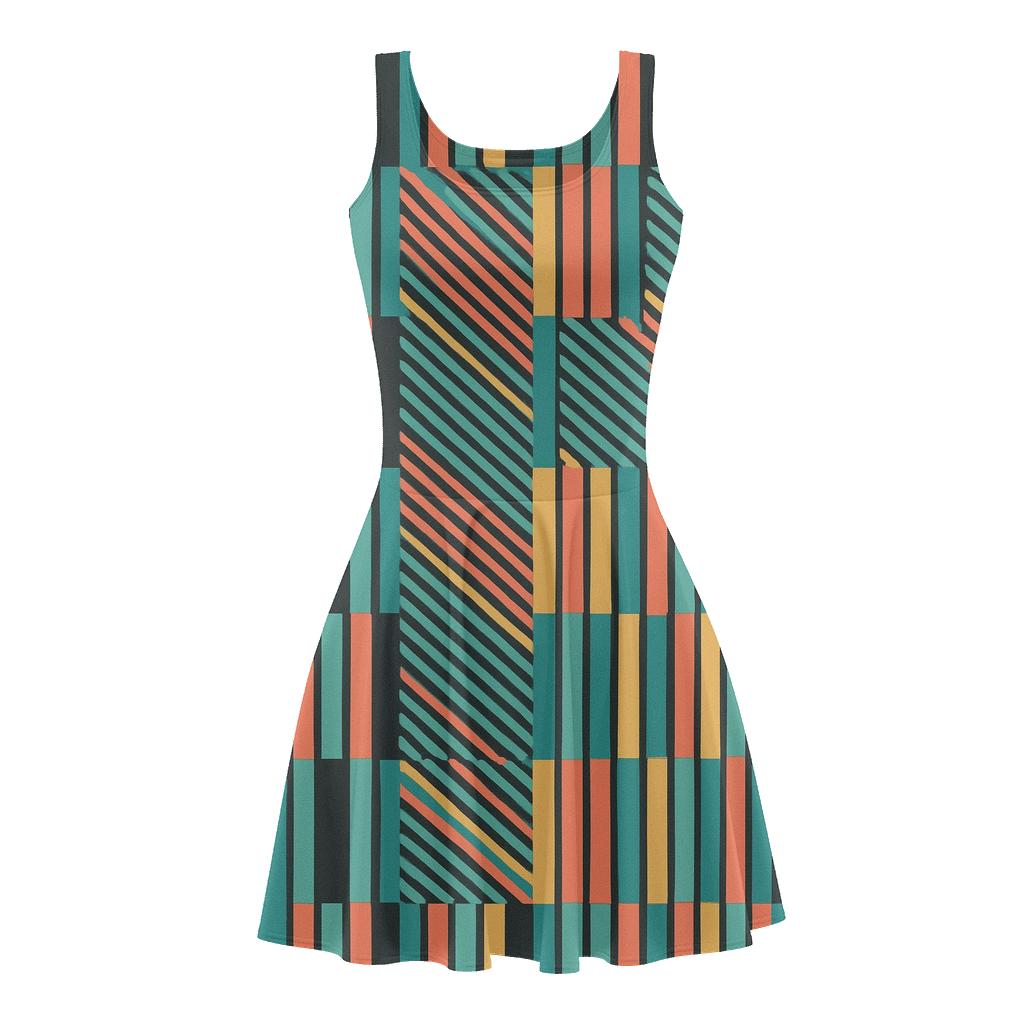Moire Stripe Field Premium stylish a-line skater dresses