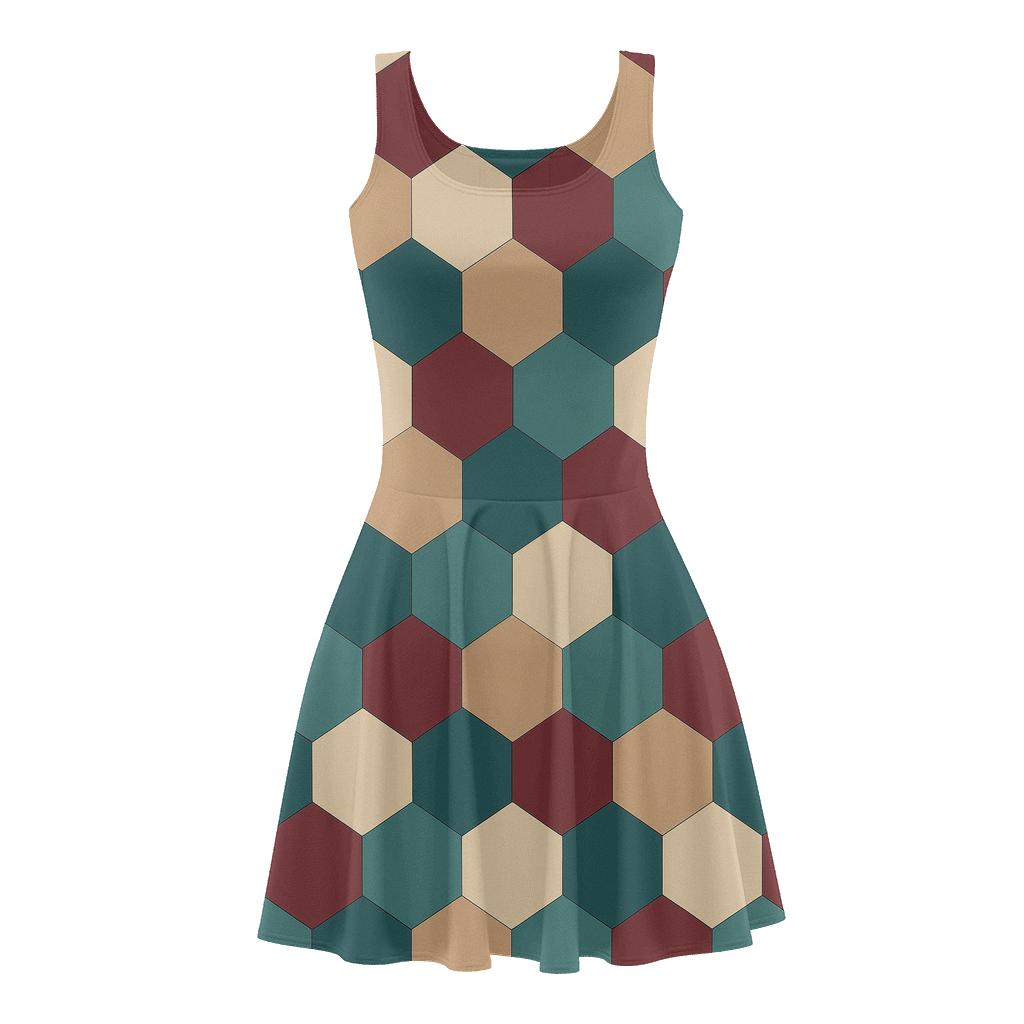Modular Hex Grid Interlace stylish a-line skater dresses