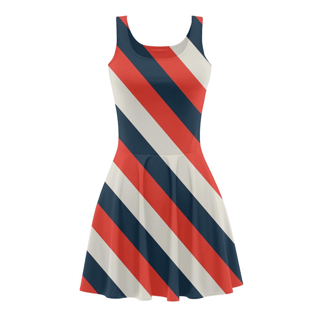 Diagonal Stripe Cascade Pattern personalized fit skater dresses