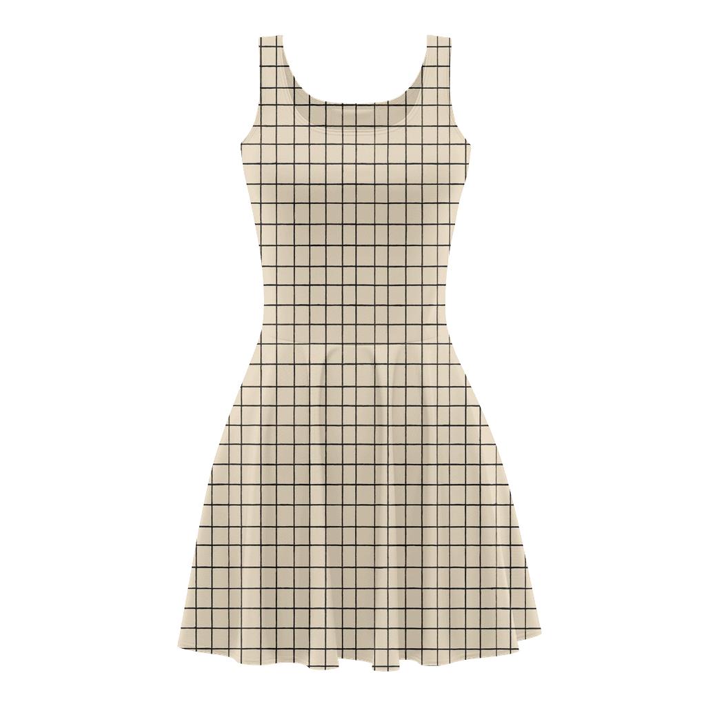 Intersecting Grid Crosshatch unique custom skater dresses