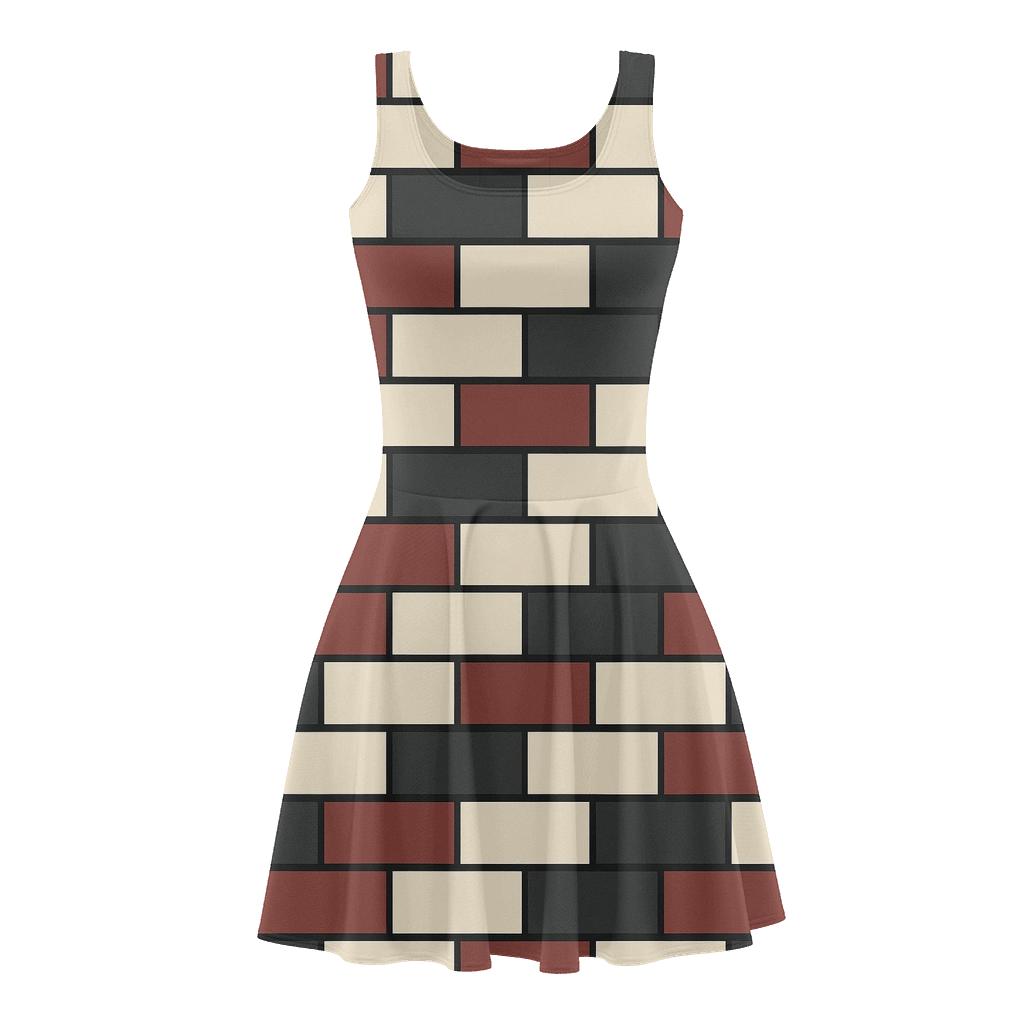 Staggered Block Chain Sequence designer pattern skater dresses