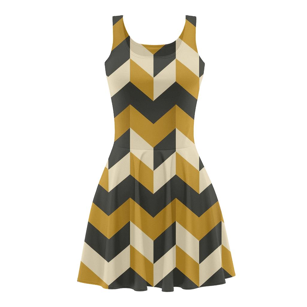 Iterative Edge Fold Texture floral print skater dresses