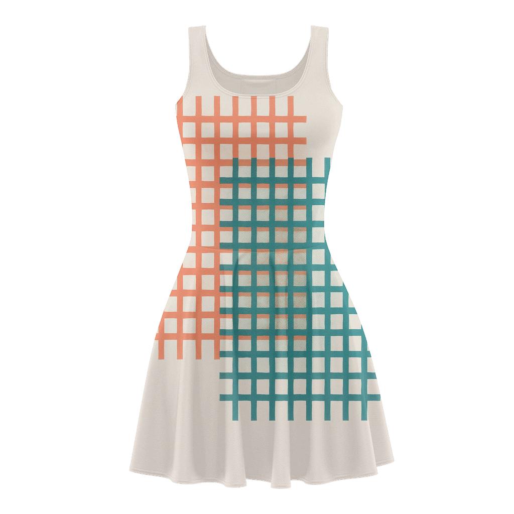 Interlaced Banded Grids custom skater dresses