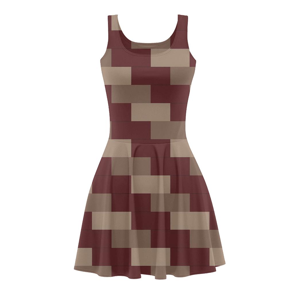 Shifted Rectangular Blocks floral print skater dresses