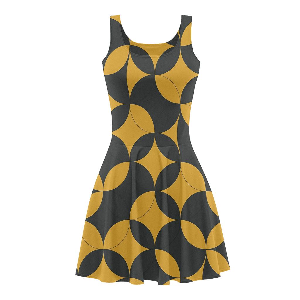 Cellular Circle Mosaic stylish a-line skater dresses