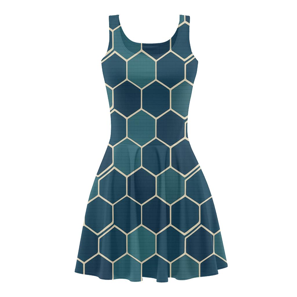 Oscillating Hex Weave skater dresses for occasions