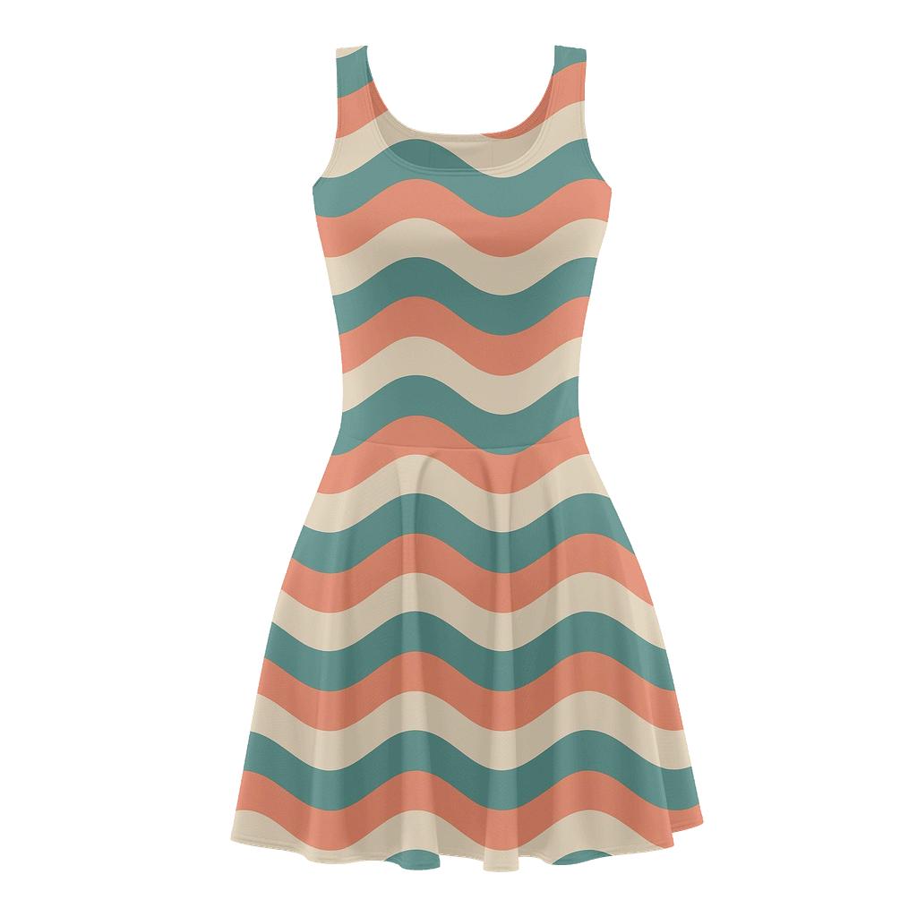 Oscillating Wave Lines designer pattern skater dresses