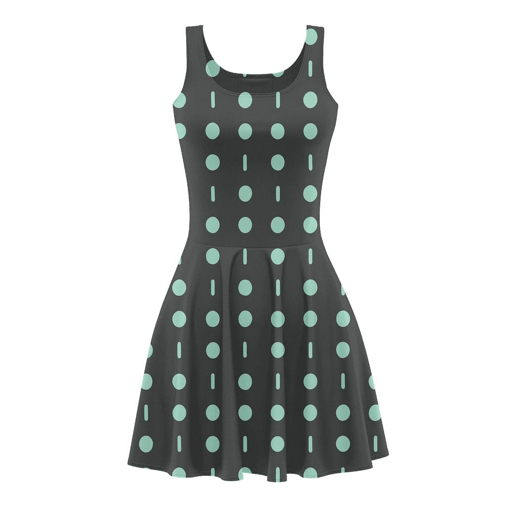 Linear Dot Mesh Signature floral print skater dresses