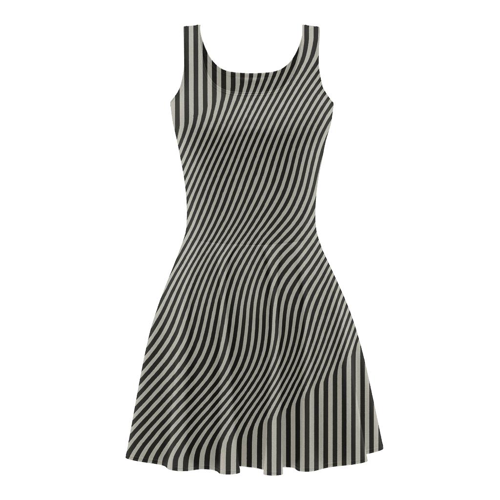 Advanced Moire Stripe Panel comfortable stretch skater dresses
