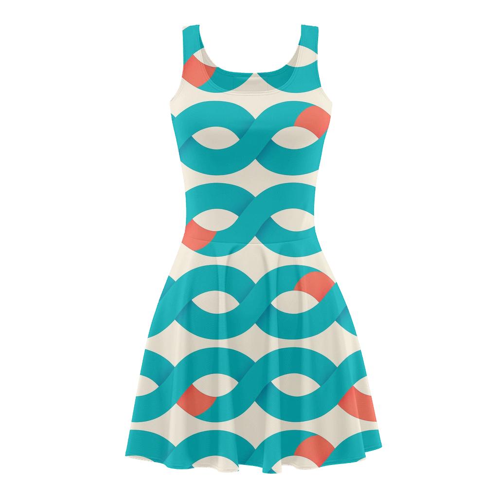 Translational Ribbon Cascade trendy mini skater dresses