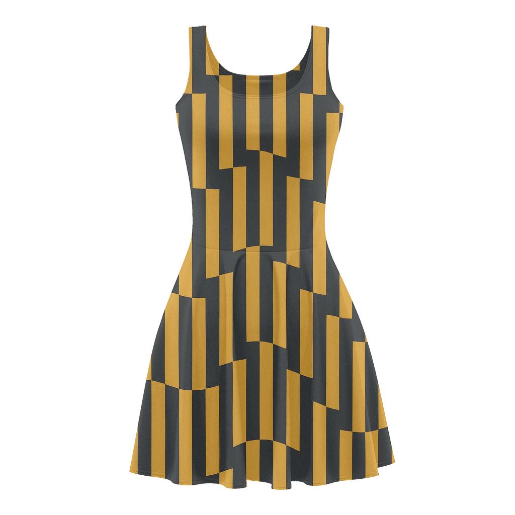 Split Stripe Resonance Pattern personalized fit skater dresses