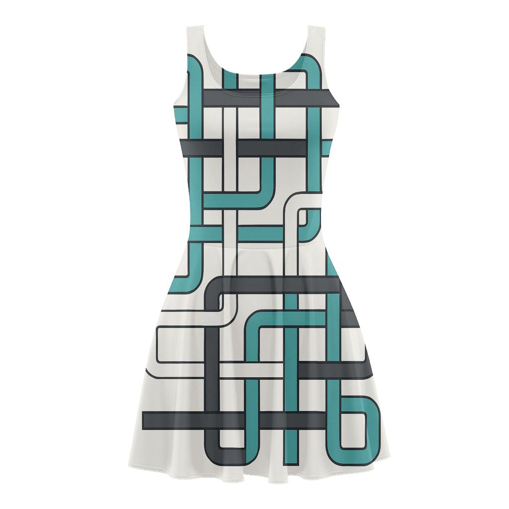 Lattice Knot Field With Signature Repeats floral print skater dresses