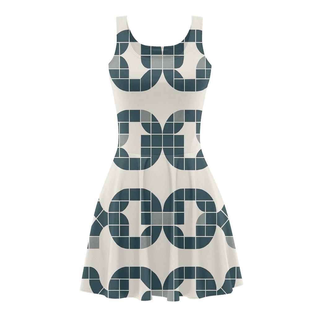 Shifted Mosaic Chain designer pattern skater dresses