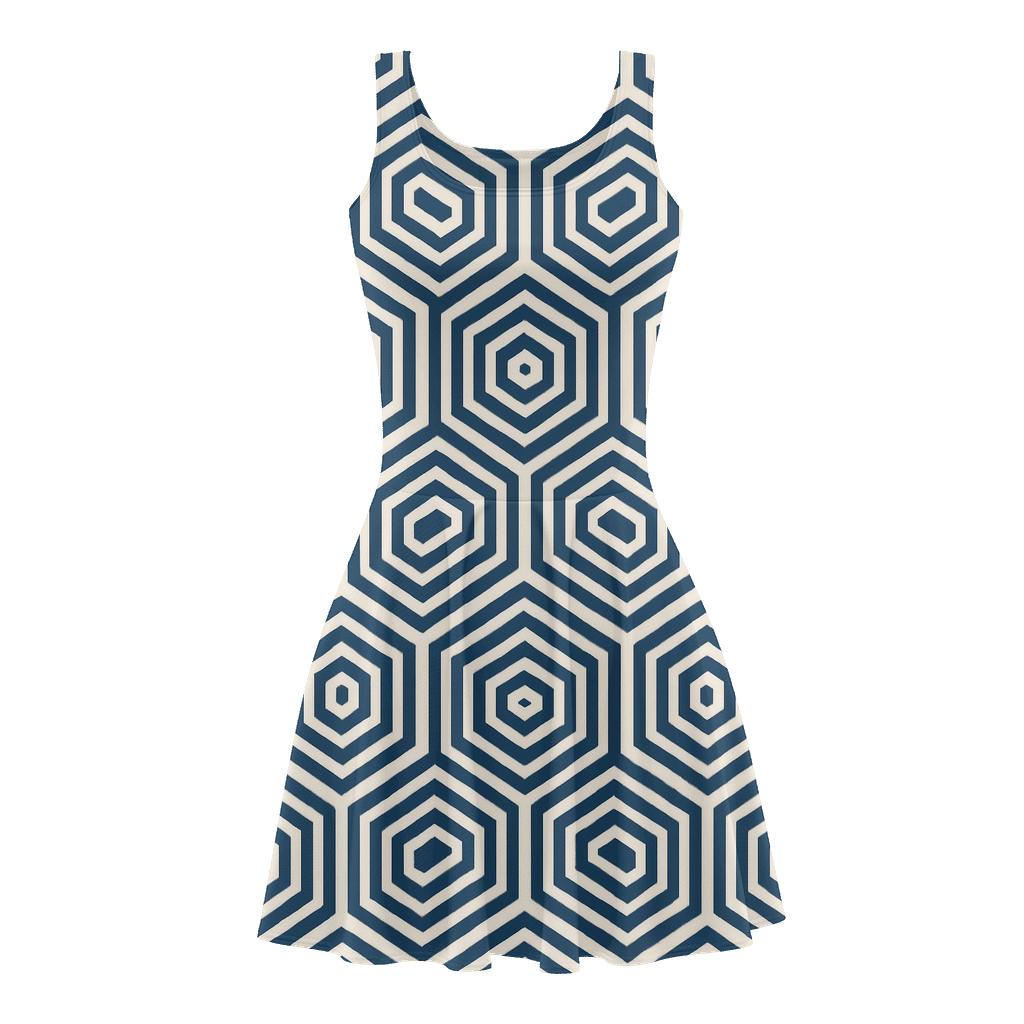 Nested Polygon Lattice comfortable stretch skater dresses