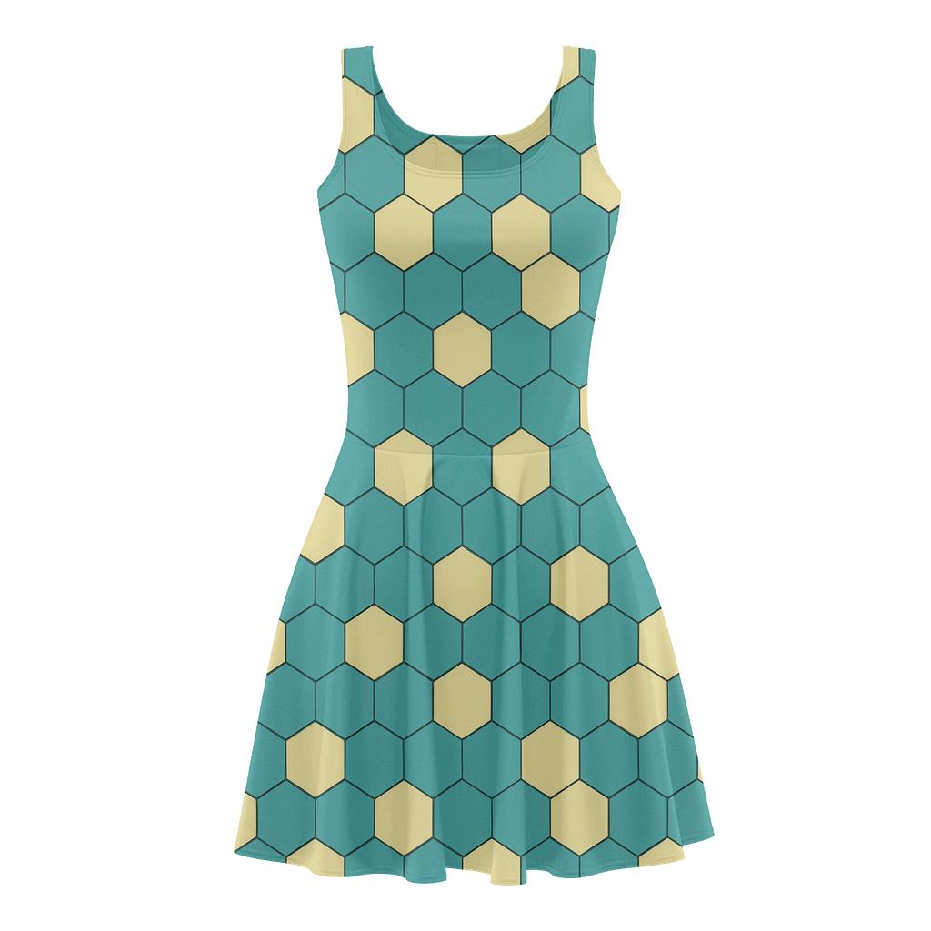 Tessellated Hex Grid designer pattern skater dresses