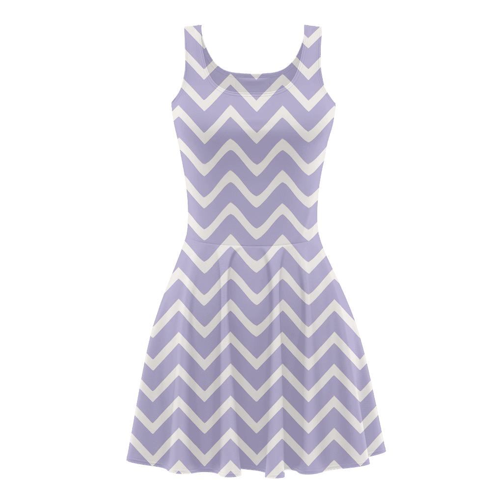 Chevron Ripple Pattern floral print skater dresses